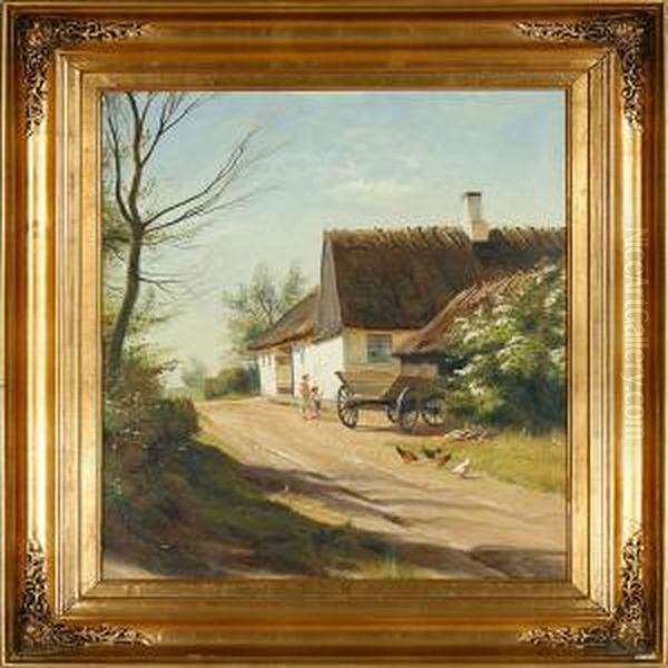 Village Street Withchildren And Chickens - view 1