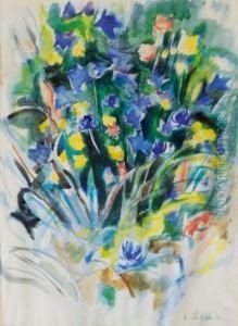 Blumenstraus In Blau Und Gelb by Heinrich Stegemann