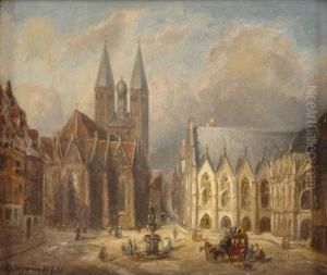 Marktplatz Einer Mittelalterlichen Stadt.