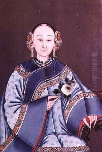 Chinese woman in traditional costume holding a single flower