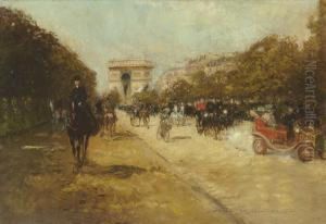 The Arc De Triomphe Seen From The Avenue Foch, Paris by Georges Stein