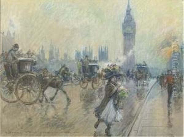 A Busy Westminster Bridge, London - view 1