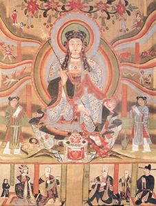 Buddhist banner depicting Dizang and the Six Roads to Rebirth, from Dunhuang