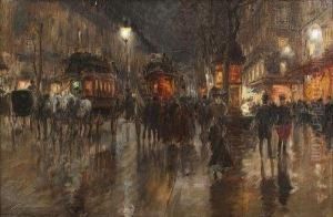 Les Grands Boulevards Animes De Fiacres Et Personnages by Georges Stein