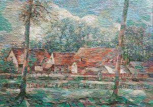 Norddeutsche Landschaft Mit Windmuhle by Eduard Steinbach