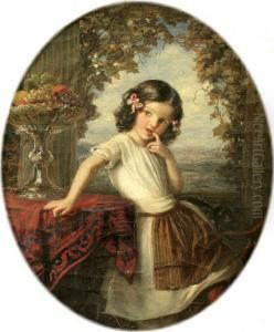 Italienisches Madchen Mit Schleifen Im Haar Vorideal-landschaft by Edouard Steinbruck