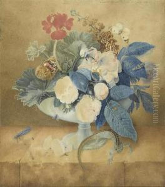 Insect With Flowers,
Butterflies,
Insects And Salamander. - view 1