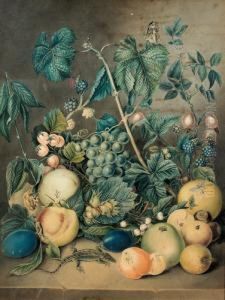 Fruchtestillleben Mit Eidechse. by Emanuel Steiner
