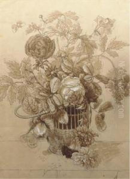 Mixed Flowers In A Basket - view 1