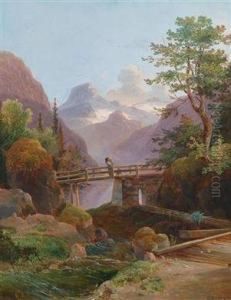 Hochgebirgslandschaft Mit Einer Mutter Und Ihrem Kind