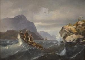 To Roende Menn I Fjordlandskap