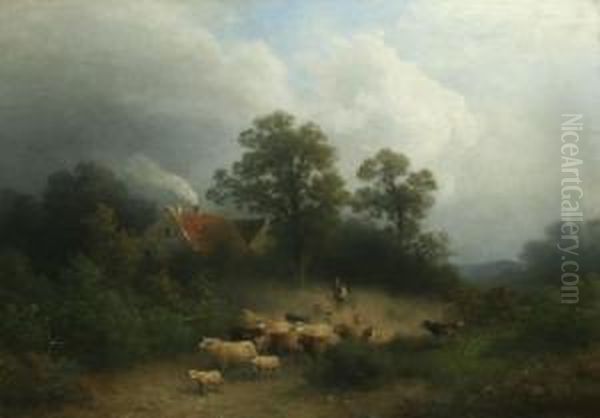 Heidelandschaft Mit Schafherde - view 1