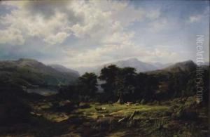 Vast Mountain Landscape With Cattle Grazing Vast Mountain Landscape With Cattle Grazing