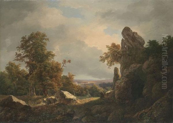 Felsige Landschaft Mit Sinnendem Monch - view 1