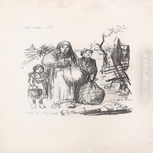 Three Compositions With Women With Children by Theophile Alexandre Steinlen