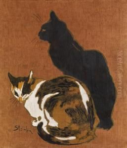 Zwei Katzen by Theophile Alexandre Steinlen