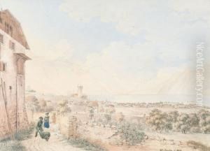 Blick Auf Die Kathedrale Von Lausanne Mit Dem Genfersee