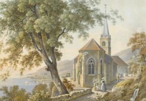 Kirche Bei Montreux Mit Blick Auf Den See by Theophile Alexandre Steinlen