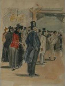 A Gathering Crowd by Theophile-Alexander Steinler