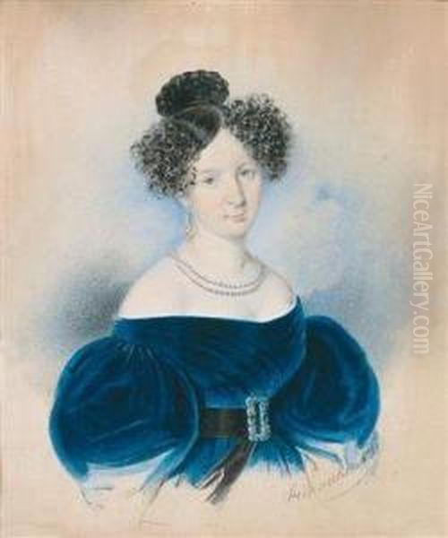 A Portrait Of Alady In A Blue Dress - view 1