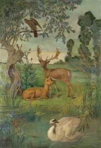 Tierische Landschaftsidylle by Wilhelm Steinsky