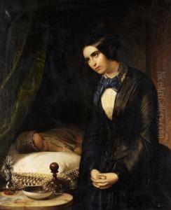 Ritratto Femminilecon Bambina Nella Culla