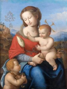 Vierge A L'enfant Avec Jean-baptiste by Jacques De Stella