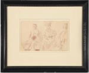 Three Seated Elegant Figures by Joseph Stella