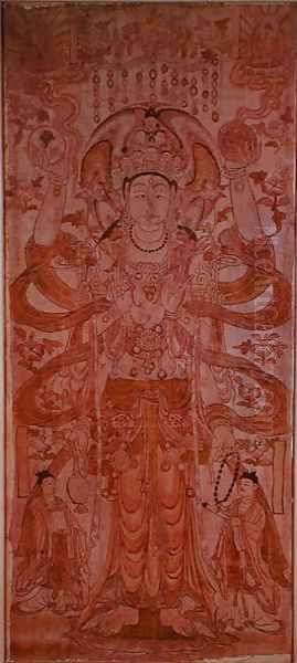 Avalokiteshvara with nine heads and six arms, from Dunhuang, Gansu Province, Tang Dynasty (618-907) - view 1