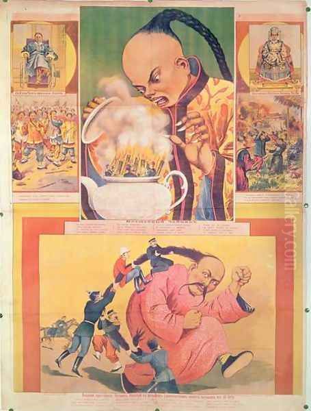 Comic Russian poster satirizing the Europeans in China, printed in Moscow, Russia, 1900 - view 1
