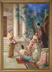 Orientalisk Palatsgard Med Blomsterflickor Orientalisk Palatsgard Med Blomsterflickor