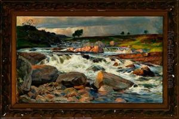 Norwegian Landscape With A Roaring Waterfall - view 1