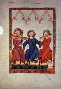 Musicians, from the Manasse Codex, a collection of courtly love songs, c.1300-20 by Anonymous Artist