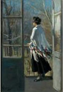 Jeune Femme A Sa Fenetre, Au Printemps by Alexis Stepanof