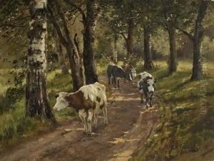 Kuhe Auf Dem Waldweg. by Aleksandr Nikolaev. Stepanov