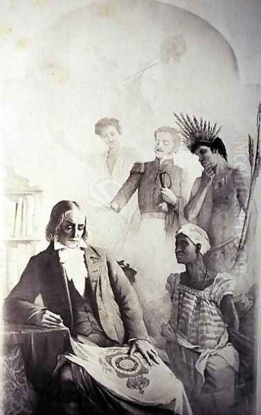 Founder of the Brazilian Country, 7th September 1822 - An Allegory representing the three races- the African slave, the Portuguese and the native Indian with Jose Bonifacio - view 1