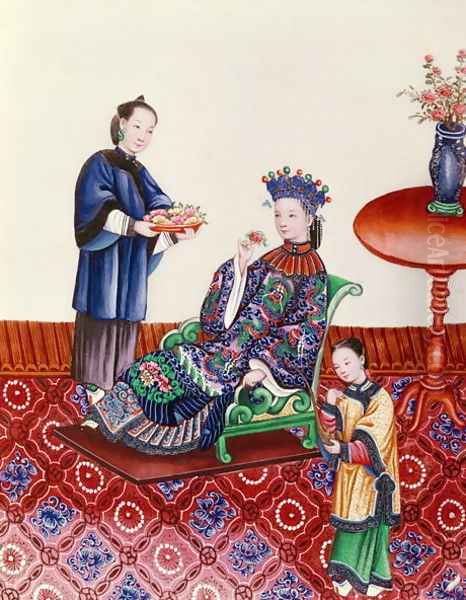 Elegant Chinese lady smelling a flower - view 1