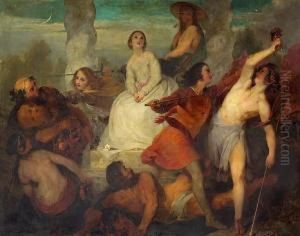 A Bacchanalian Scene With Virtue Defended by Francis Philip Stephanoff