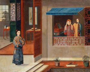 Figures in a dressing room interior by Anonymous Artist