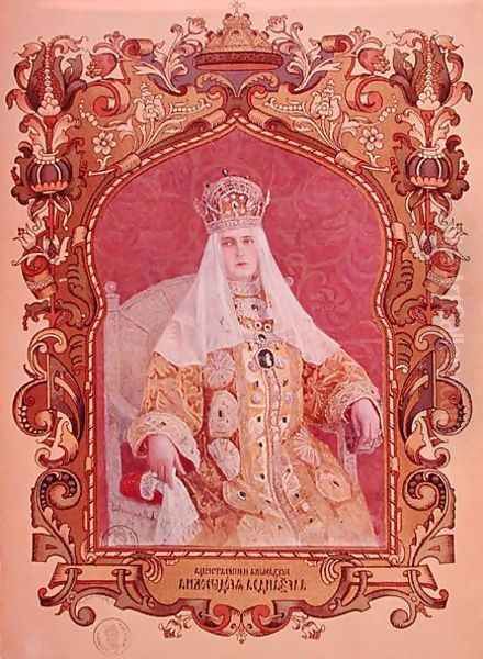 Portrait of Tsarina Alexandra Feodorovna 1872-1918 in traditional coronation dress, c.1894 - view 1