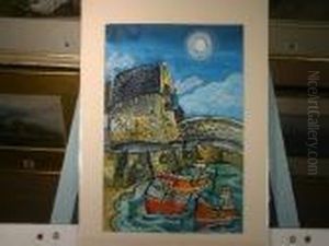 Conwy Shoreline With Boats And Distant Castle by Willie Stephenson