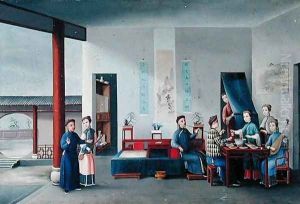 A Party Drinking Tea in the Courtyard of a House, c.1790 by Anonymous Artist