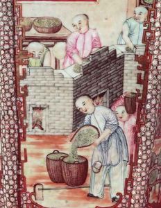 Detail from a vase depicting drying tea by Anonymous Artist