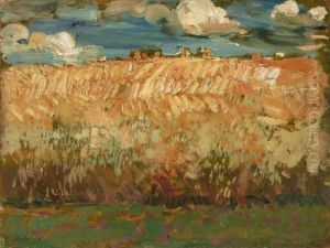Landschaft Mitkornfeld by Robert Sterl