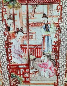 Detail from a vase depicting women spinning silk by Anonymous Artist