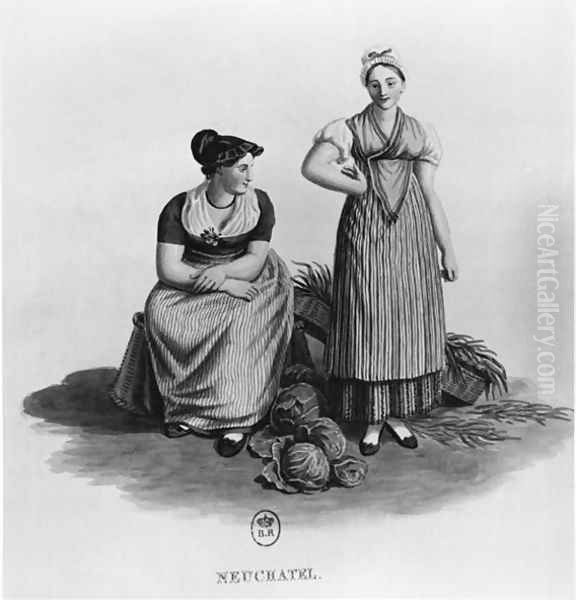 Swiss women in traditional costume from the canton of Neuchatel - view 1
