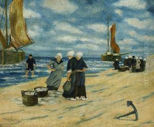 Bretonische Frauen Am Strand. - view 1