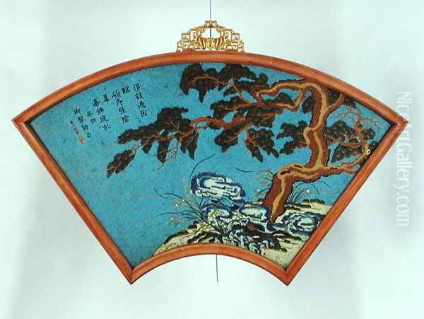 Imperial fan shaped wall panel, Qianlong period, 1736-95 - view 1