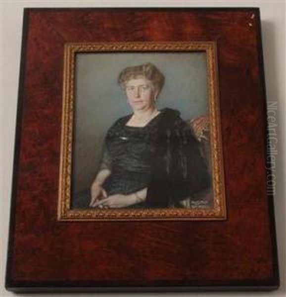 Portrait Of An Elderly Lady In A Black Dress And In A Fur Jacket Signed Rudolf Sternad - view 1