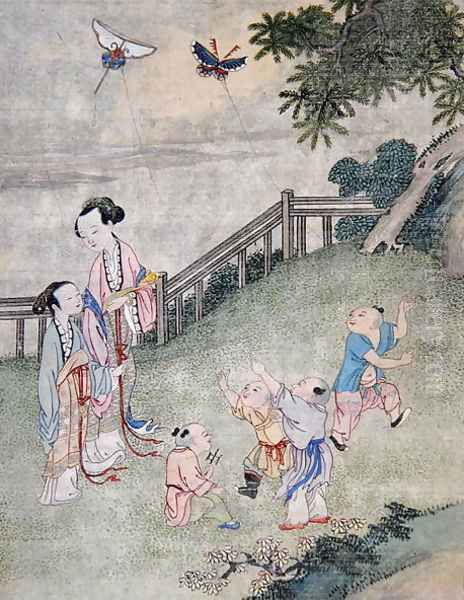 Children playing with kites - view 1